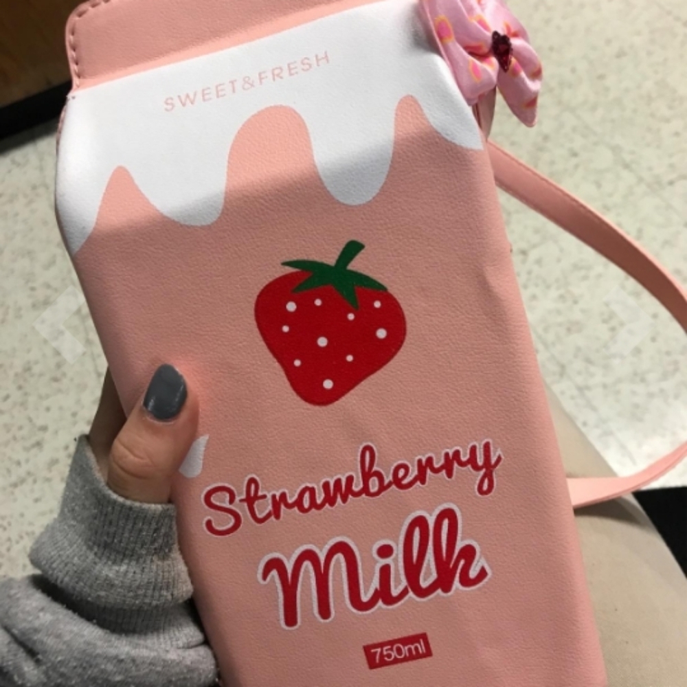 🍓 Adorable Strawberry Milk Carton Crossbody 🍓